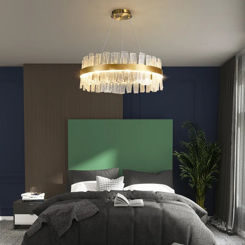 Golden Crystal Pendant Light Rectangle 100cm