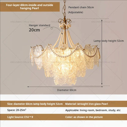 DecorBites™ Cream Crystal Chandelier: French Light Luxury for Living Room, Bedroom, Dining Room