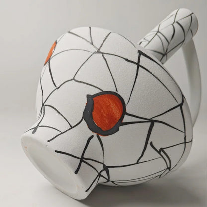 DecorBites™ Geometric Line Ceramic Vase with Fringe Decoration