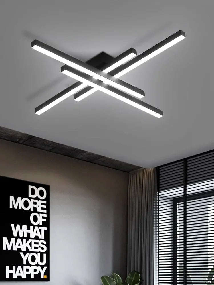 Black LED Ceiling Lamp 8-Light L120cm Remote
