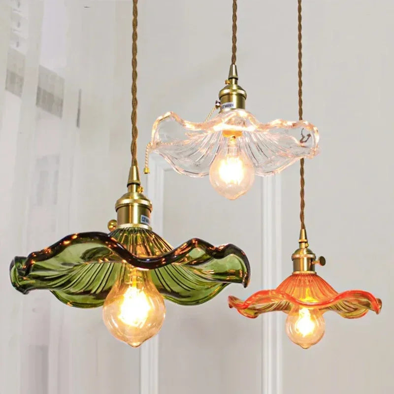 Nordic Colorful Glass Pendant Light With Polished Copper