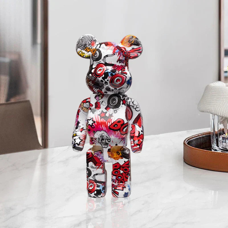 DecorBites™ Graffiti Bear 27cm Figurine | Modern Home Decor Statue & Money Jar