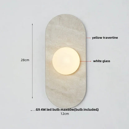 DecorBites™ LED Wall Light: French Luxury Glass Globe Stone Wall Lamp Fixture
