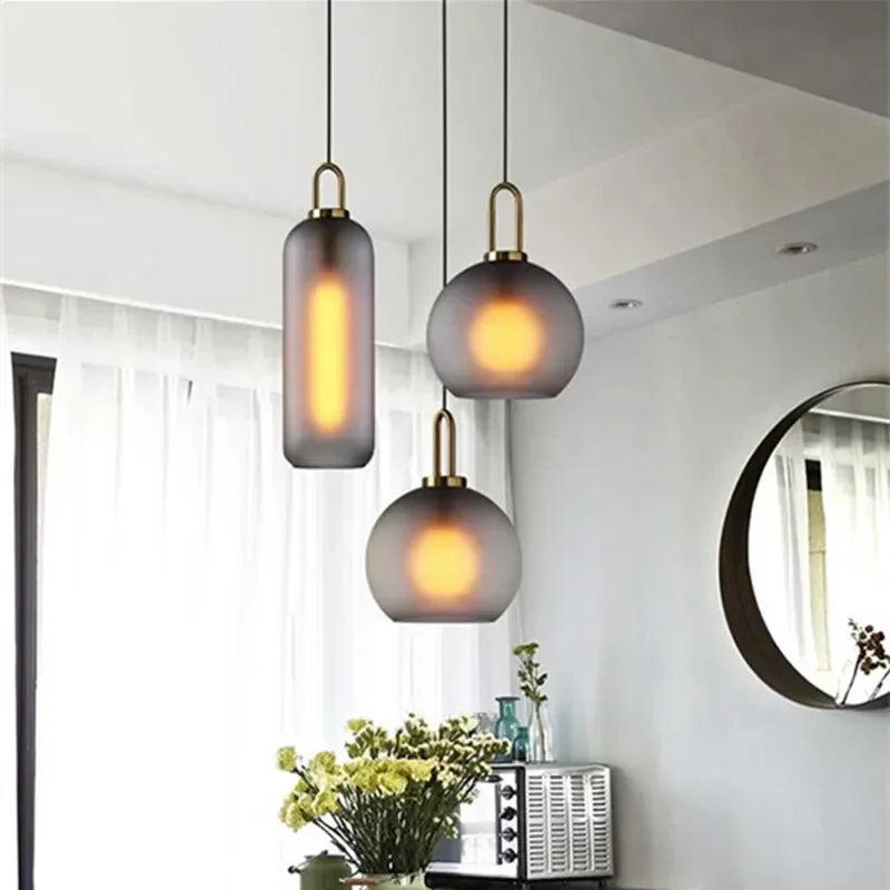 DecorBites™ Glass Ball Pendant Light Fixture for Kitchen Dining Room Bedroom - Modern Hanging Lamp Luminaire Home Decor Lighting