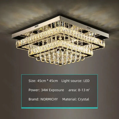 DecorBites™ Crystal LED Chandelier Silver Chrome Remote Control Light