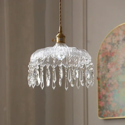 DecorBites™ Crystal Glass LED Pendant Lamp: Modern Luxury Interior Lighting for Home Decor