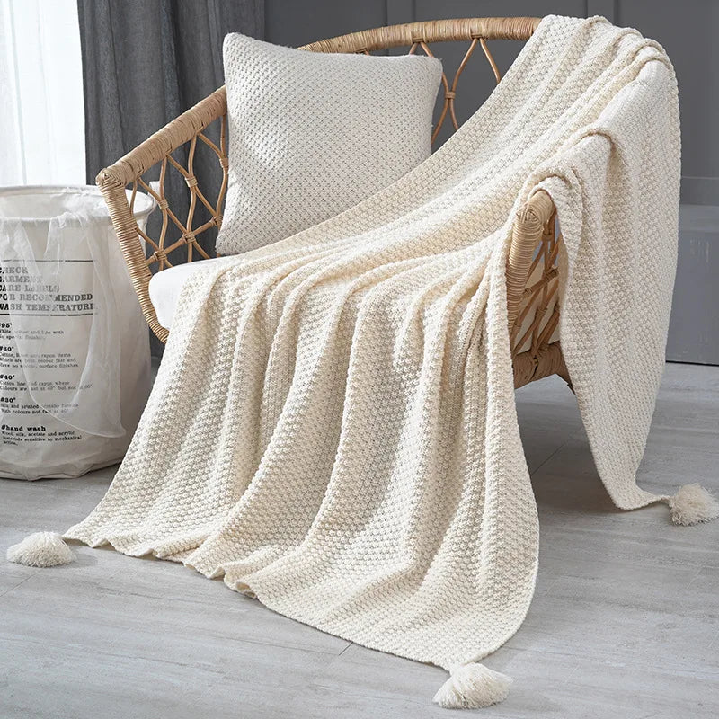 Fringe Knit Sofa Throw