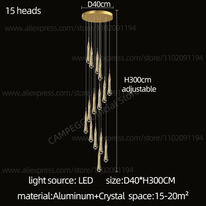 DecorBites™ Crystal LED Pendant Chandelier for Modern Luxury Living Room