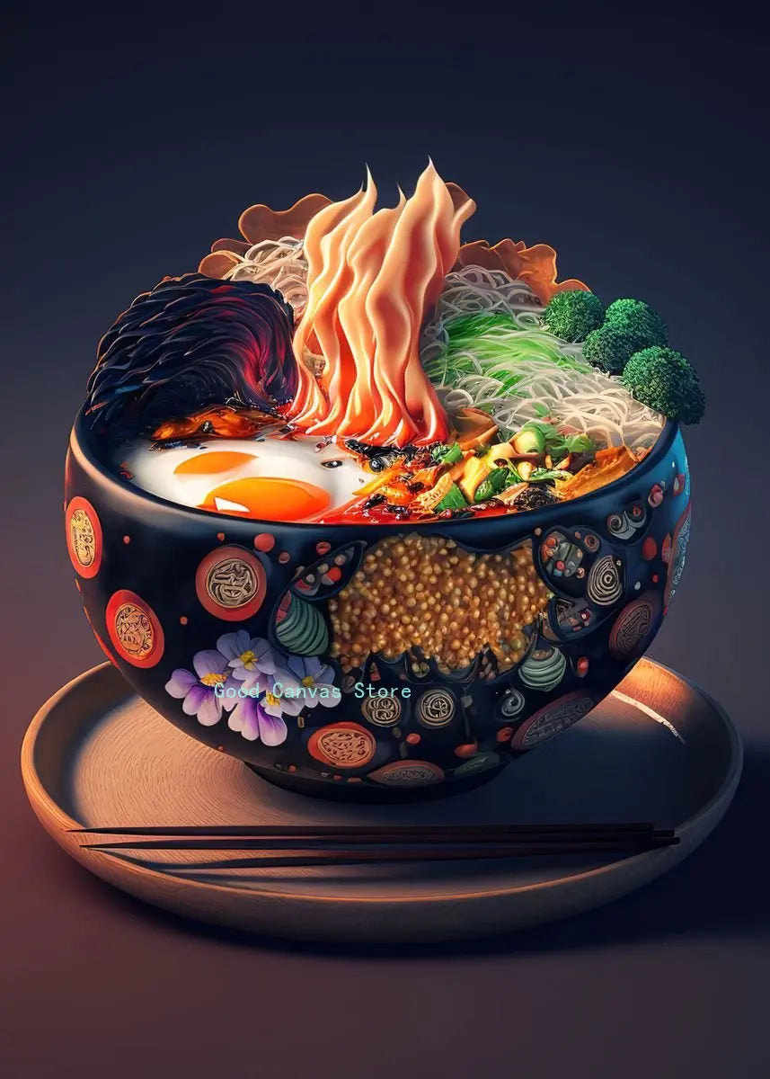 Neon Food Canvas Art