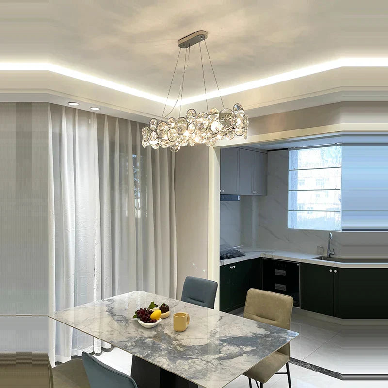 DecorBites™ Crystal Magic Ring Dimmable LED Pendant Light for Living Room & Foyer