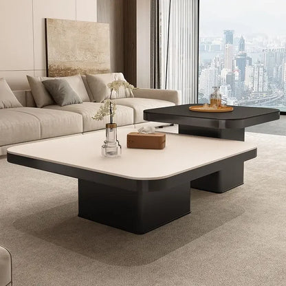 DecorBites™ Light Luxury Rock Square Coffee Table Modern Minimalist Living Room Combo