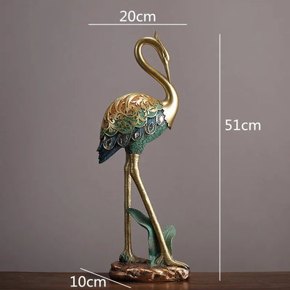 DecorBites™ Crane Bird Sculpture: Handcrafted Resin Ornament for Home Decor