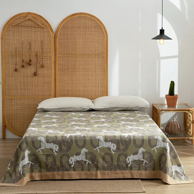 DecorBites™ Cotton Throw Blanket - Retro Chinese Style Quilt & Sofa Cover