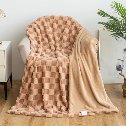 DecorBites™ Geometric Jacquard Flannel Sofa Cover - All Seasons Bed Sheets