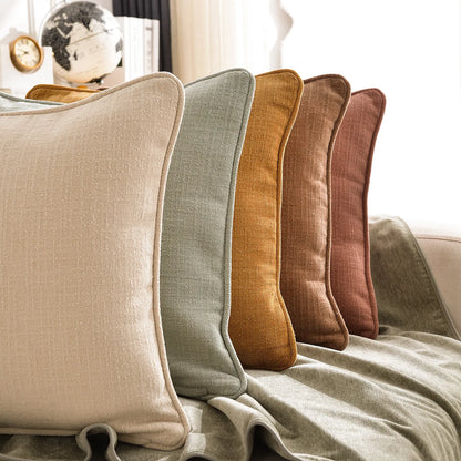 DecorBites™ Cotton Linen Peach Orange Grey Ivory Pillow Cover for Living Room Eco-friendly