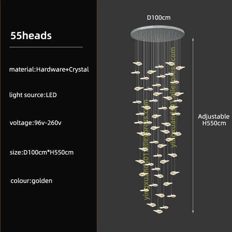 DecorBites™ Crystal Glass Staircase Chandelier: Modern Nordic Luxury Living Room Lighting