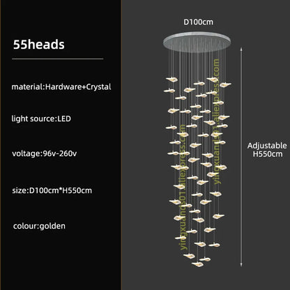 DecorBites™ Crystal Glass Staircase Chandelier: Modern Nordic Luxury Living Room Lighting