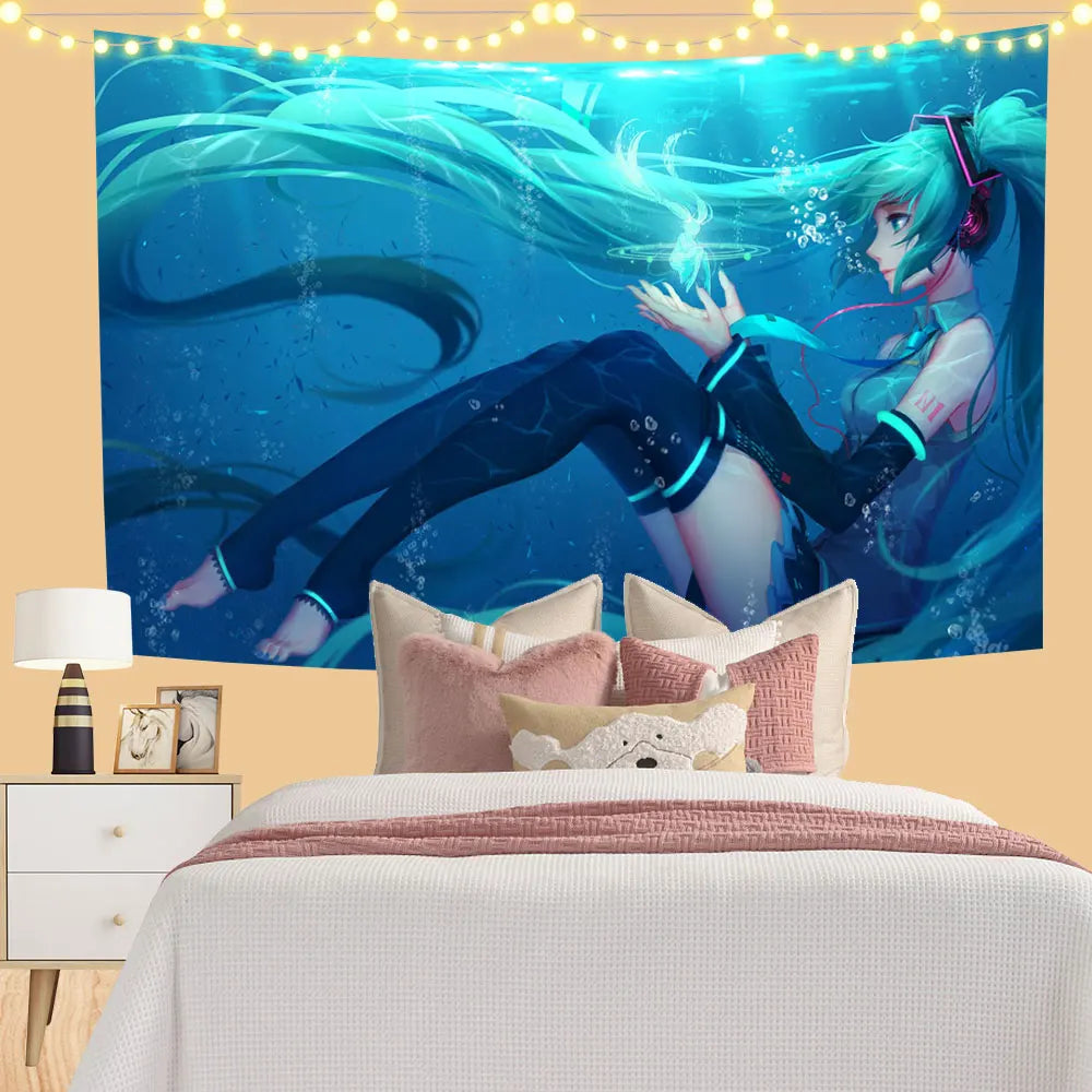Polyester Anime Girl Tapestry