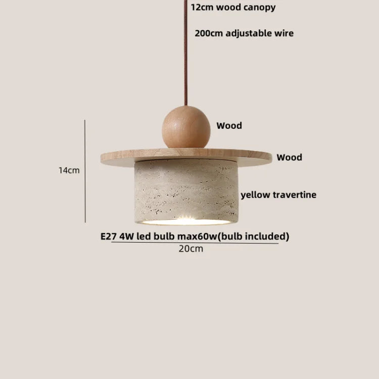DecorBites™ Glass Ball LED Pendant Lamp for Coffee Living Dining Room with Natural Wood and Stone