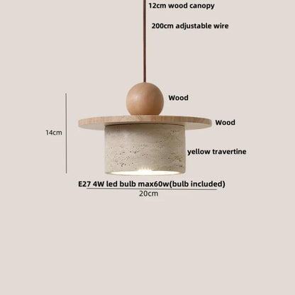 DecorBites™ Glass Ball LED Pendant Lamp for Coffee Living Dining Room with Natural Wood and Stone
