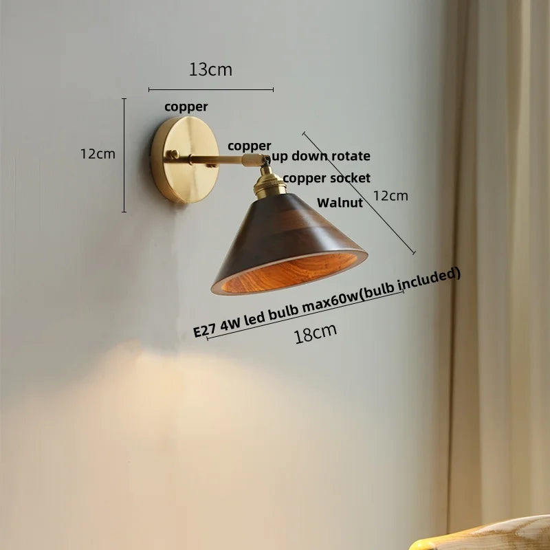 DecorBites™ LED Wall Lamp Walnut Wood Stair Light Fixture