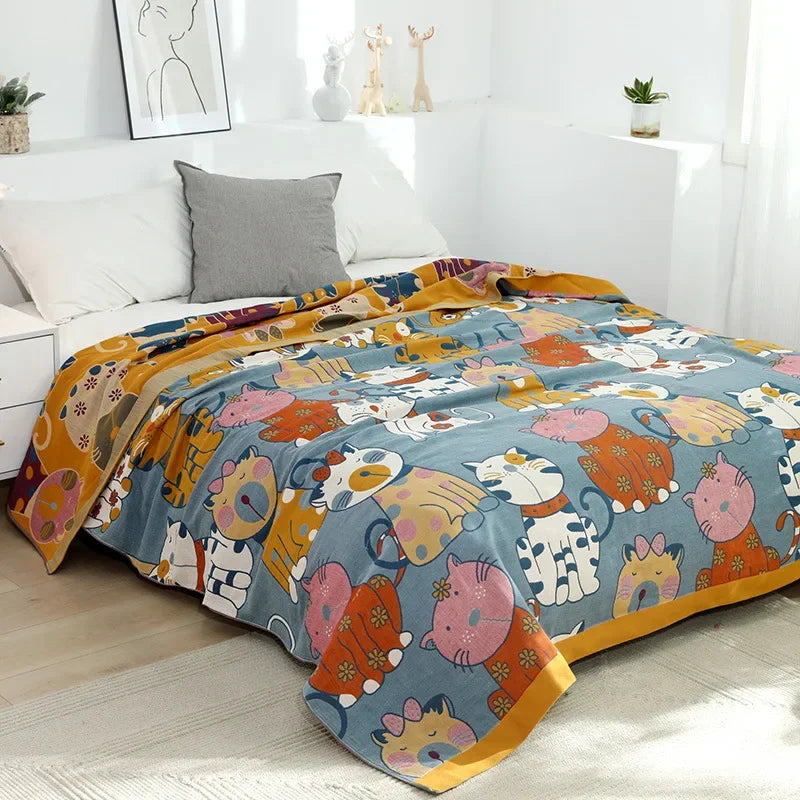 Cotton Cartoon Throw Blanket