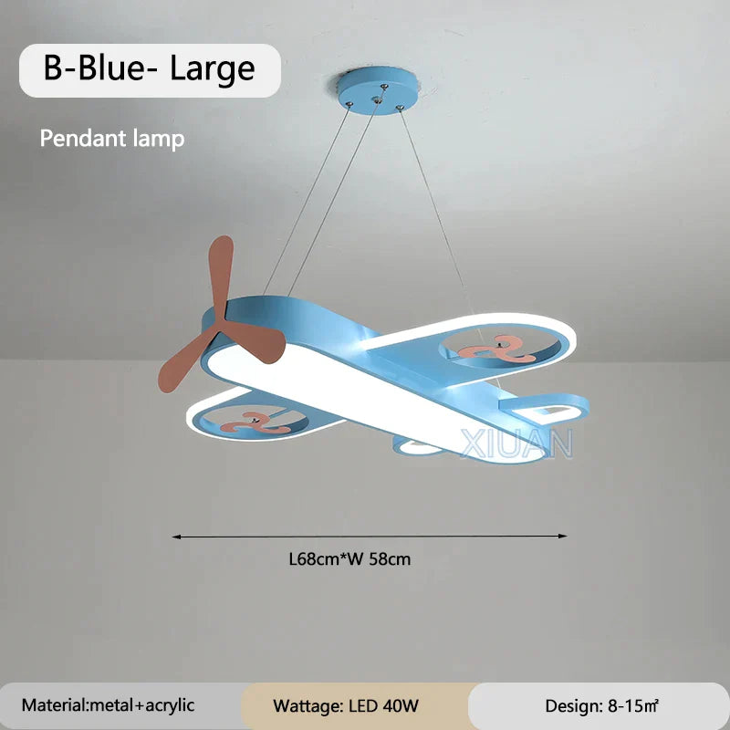 DecorBites™ Kids Airplane Pendant Lights Wood Metal Sconces Nursery School LED