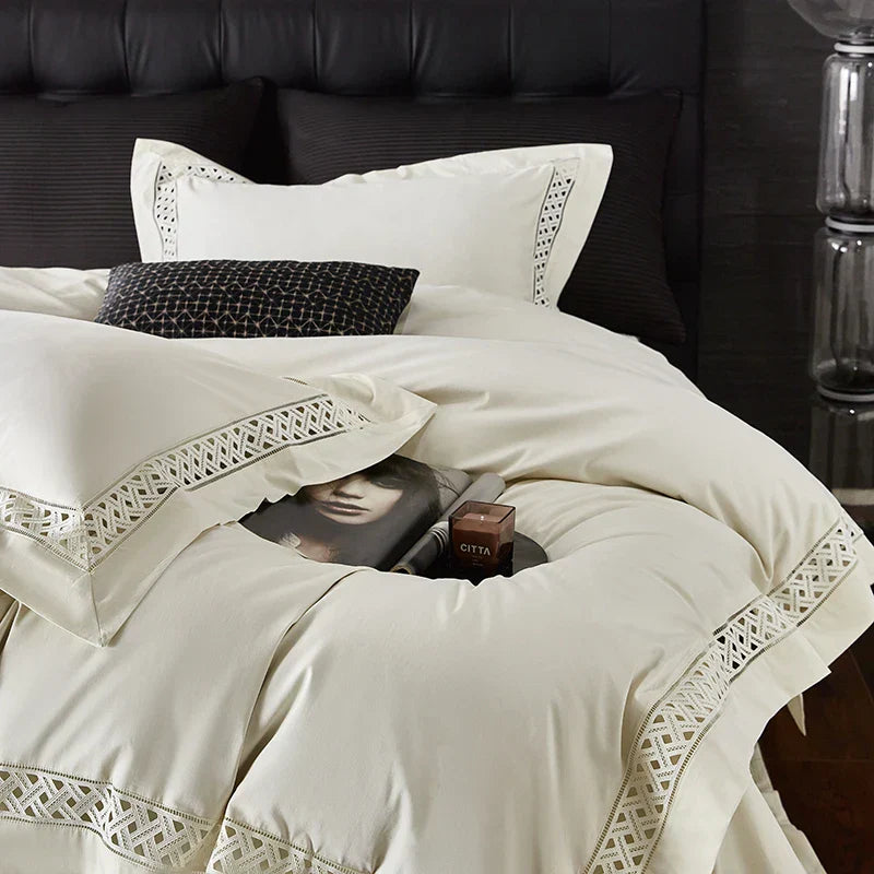 DecorBites™ Egyptian Cotton Luxury Hotel Bedding Set: Duvet, Sheet, Pillowcases