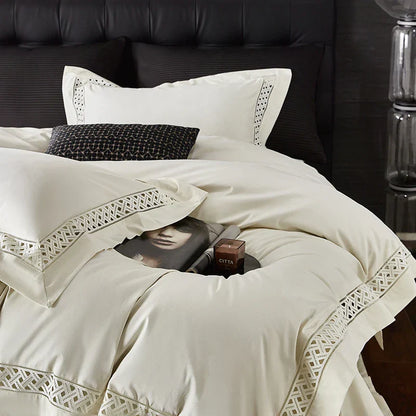 DecorBites™ Egyptian Cotton Luxury Hotel Bedding Set: Duvet, Sheet, Pillowcases