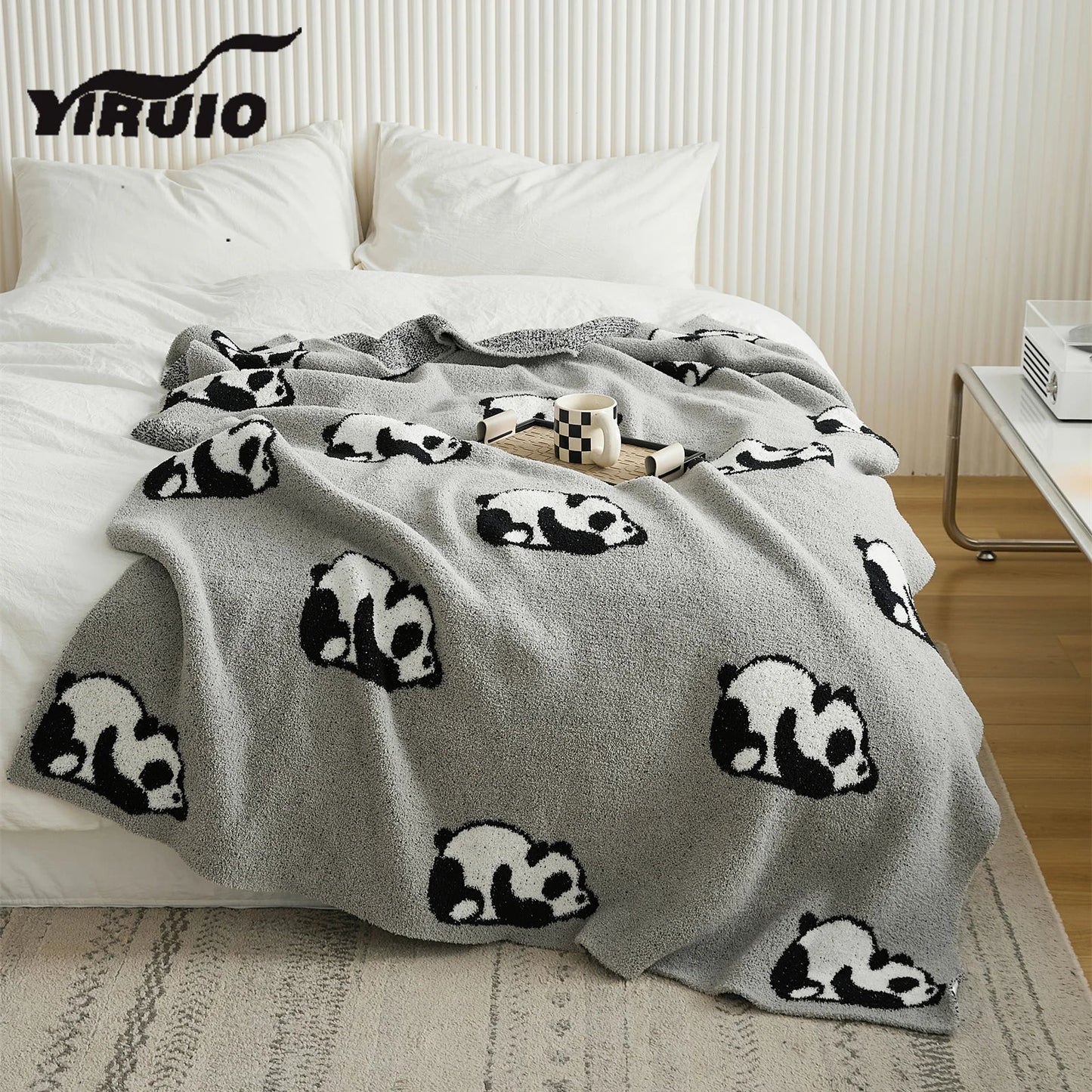 DecorBites™ Kawaii Panda Jacquard Throw Blanket