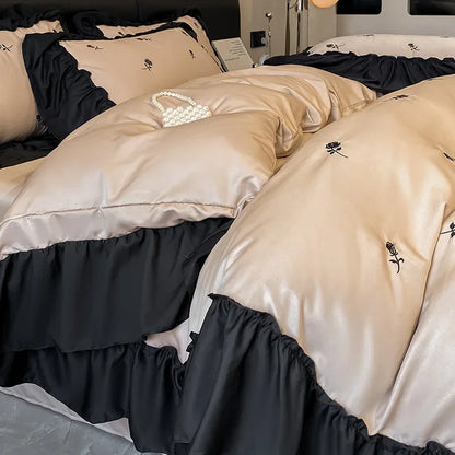 DecorBites™ Lace Embroidered Cooling Comforter Cover Set - Silky Cozy Bedding Sets