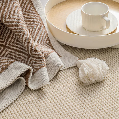 DecorBites™ Ethnic Geometry Knitted Blanket - Cozy Home Decor & Sofa Cover