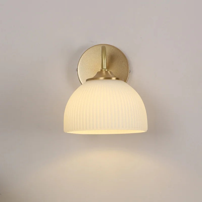 DecorBites™ Iron White Glass LED Wall Lamp Sconce Pull Chain Switch Nordic Modern Stair Light