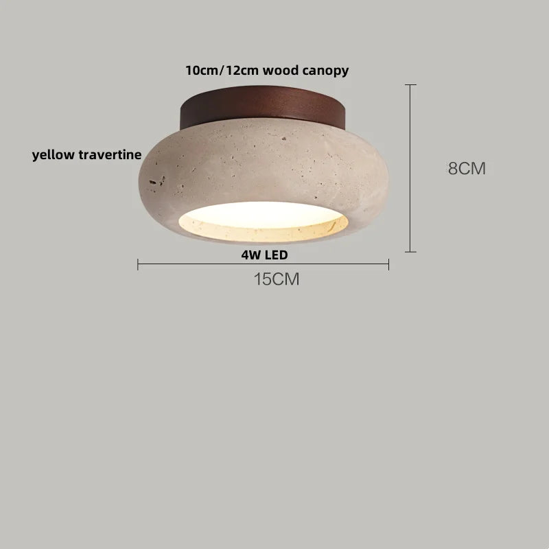 Wood Glass Pendant Light Yellow Travertine Accent