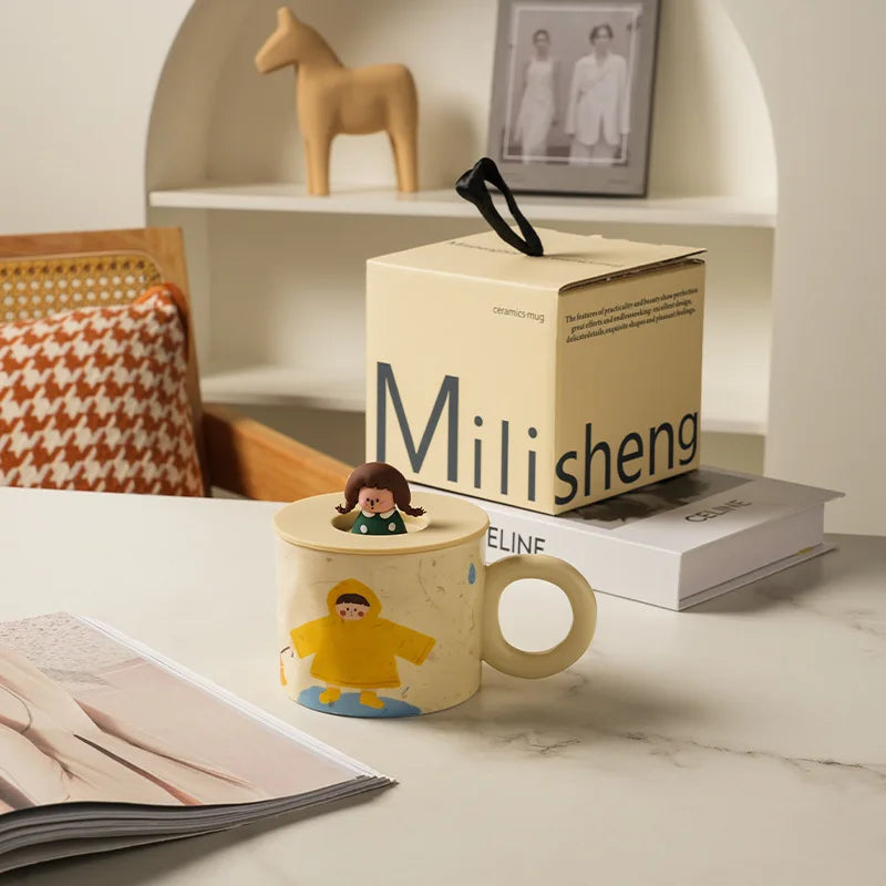 DecorBites™ Creative Ceramic Coffee Mug with Lid for Couples