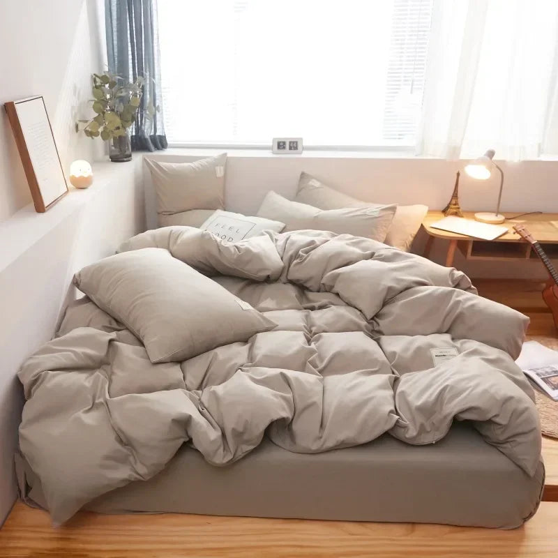 Cotton Grid Print Bed Set