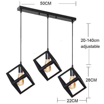 DecorBites™ Black Geometric Square Pendant Light for Kitchen Island, Bedroom, Hallway