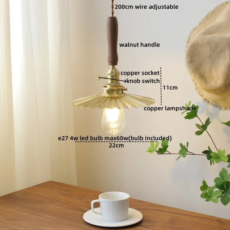 Green Glass Pendant Light Modern Copper Entryway