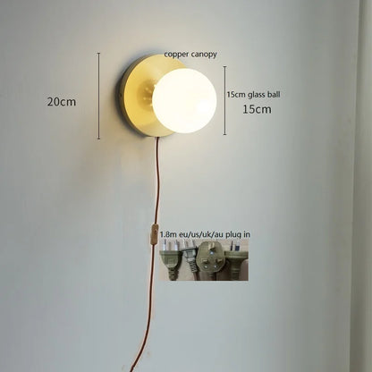 DecorBites™ Glass Ball LED Wall Lights with Pull Chain Switch for Bedroom Cafe Bathroom