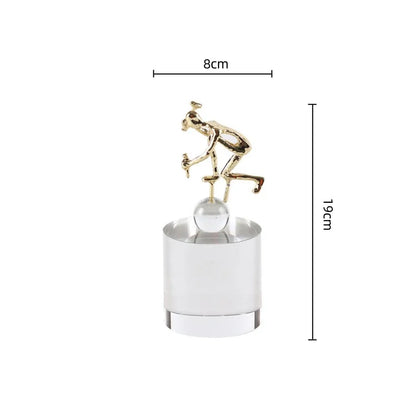 DecorBites™ Geometric Crystal Sculpture: Golden Metal Handcrafted Worker Figurine