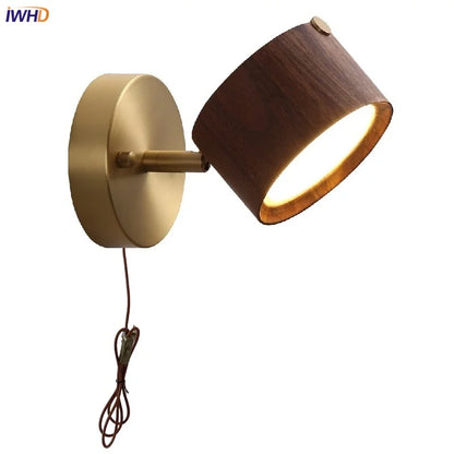 DecorBites™ LED Wall Sconce Light Fixture Walnut Base Modern Art Wandlamp