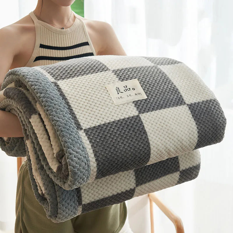 Striped Coral Fleece Blanket