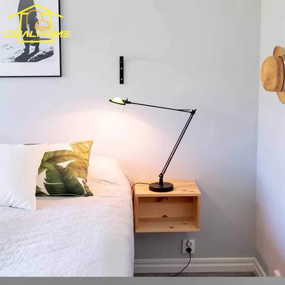 DecorBites™ Industrial Black/Chrome LED Rocker Arm Desk Light with Adjustable Arm