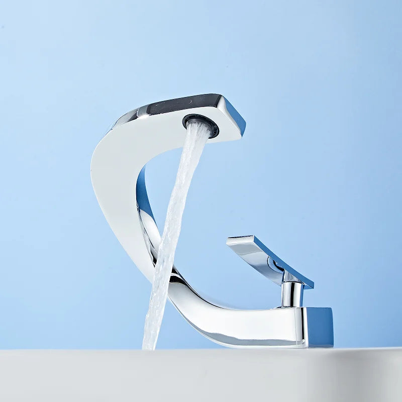 DecorBites™ Gold White Bathroom Basin Faucet Cold Hot Water Mixer Sink Tap