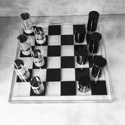 DecorBites™ Geometric Crystal Chessboard: Transparent Chess Set Home Decor & Figurines