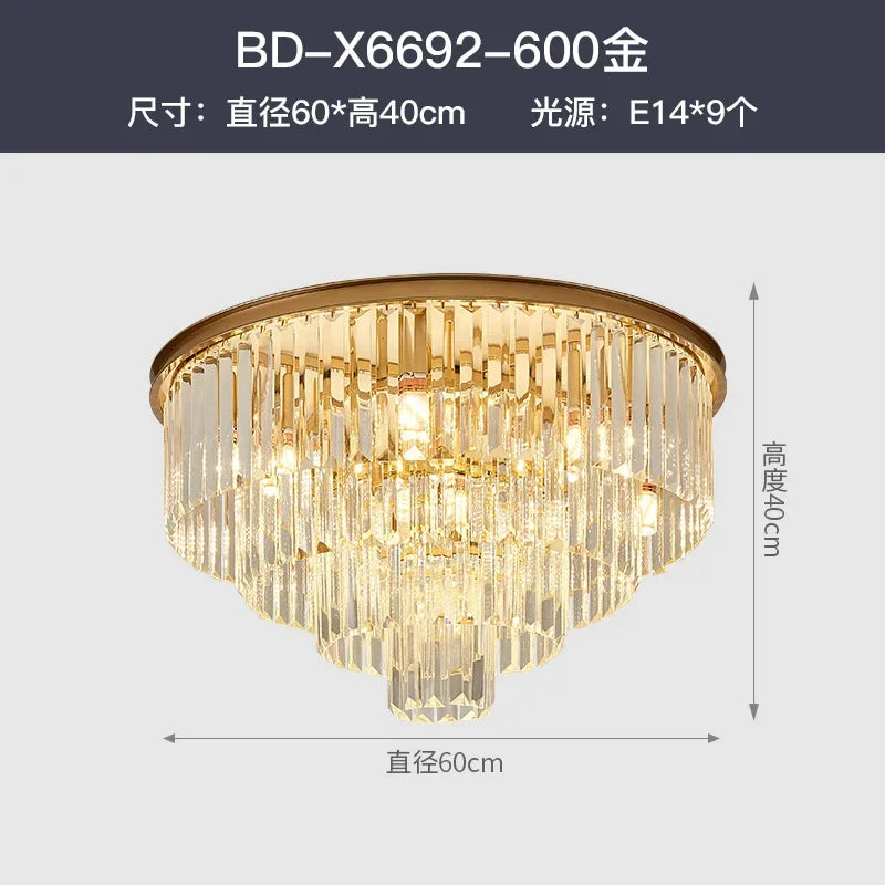 DecorBites™ Crystal Gold Black LED Chandelier: Modern Multi-Storey Pendant Lamp Lighting