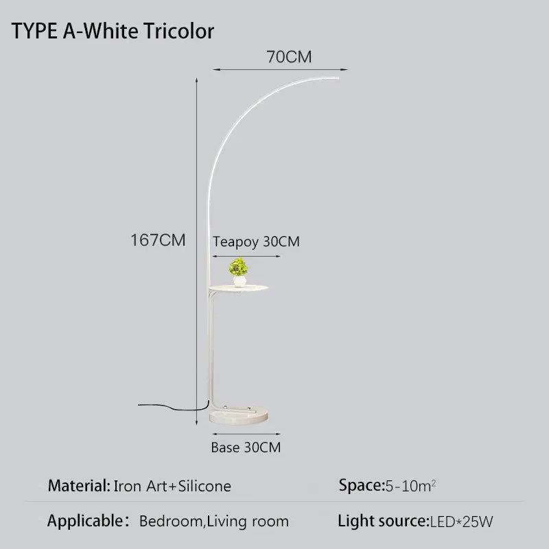 DecorBites™ LED Art Floor Lamp Modern Design Black White Gold Living Room Decoration