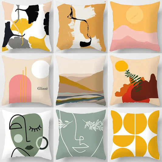 DecorBites™ Geometric Leaves Print Cushion Cover for Home Decor and Comfort