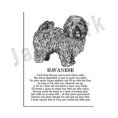 DecorBites™ Dog Breed Poster featuring Rhodesian Ridgeback, Havanese, and More