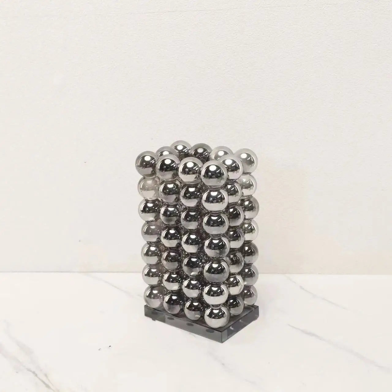 DecorBites™ Geometric Crystal Ball Silver Ball Glass Vase, Home Decoration Accessories